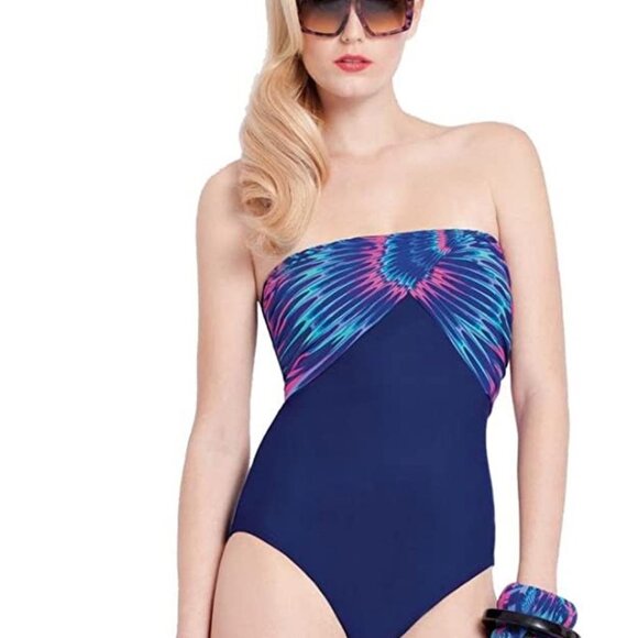 Gottex Helios Bandeau One Piece Swimsuit Size 8 - Picture 2 of 3